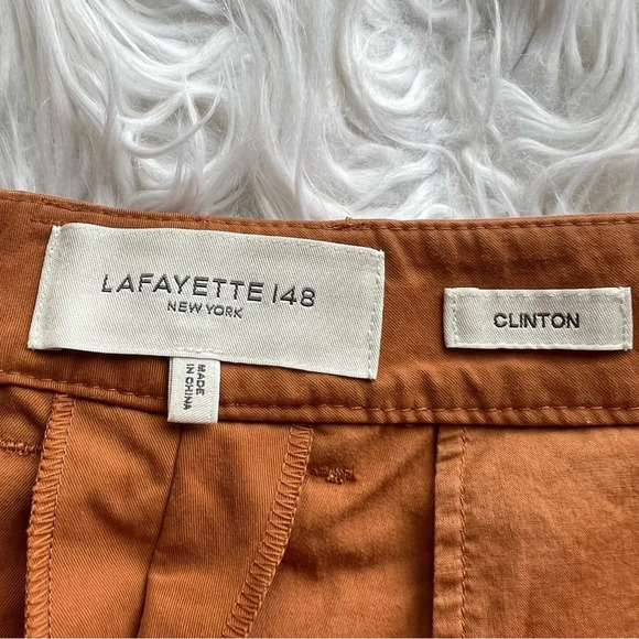 NWOT Lafayette 148 New York Clinton Ankle Pants Cotton Blend Rich Clay Brown 12 - Picture 6 of 11